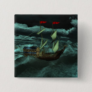 Badge Carré 5 Cm Bouton marin sauvage et orageux
