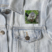 Badge Carré 5 Cm Bouton Marmot (En situation)