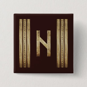 Badge Carré 5 Cm Bouton Marron Grunge Hagalaz (Carré)