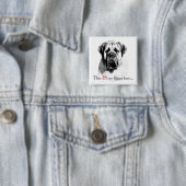 Badge Carré 5 Cm Bouton Mastiff Happy Face (En situation)