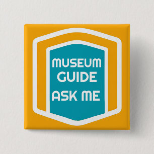 Badge Carré 5 Cm Bouton Me Demander Guide Musée