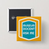 Badge Carré 5 Cm Bouton Me Demander un document de musée (Devant & derrière)