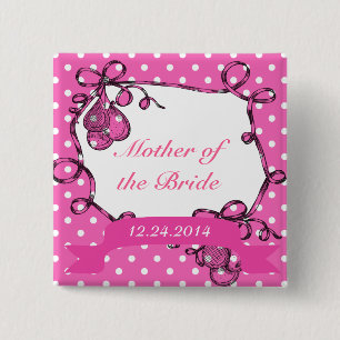 Badge Carré 5 Cm Bouton Mère du mariage marié/marié