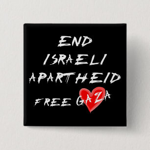 Badge Carré 5 Cm Bouton Mettre fin à l'apartheid israélien Coeur li