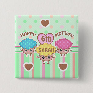 Badge Carré 5 Cm Bouton mignon fait sur commande de petits gâteaux
