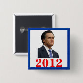 Badge Carré 5 Cm Bouton Mitt Romney 2012 (Devant & derrière)