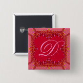 Badge Carré 5 Cm Bouton Monogramme de dentelle douce (Devant & derrière)