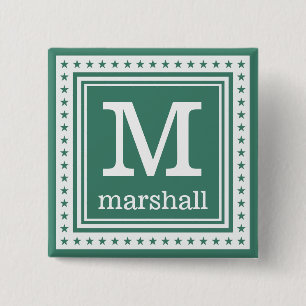 Badge Carré 5 Cm Bouton monogramme personnalisé, nom et couleur