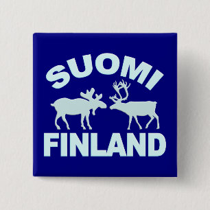 Badge Carré 5 Cm Bouton Moose & Reinder Finlande