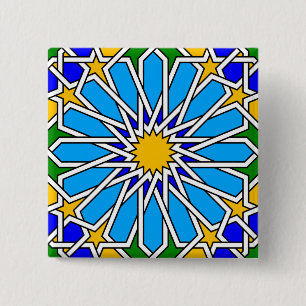 Badge Carré 5 Cm Bouton motif géométrique islamique