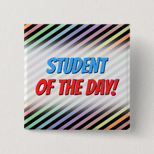 Badge Carré 5 Cm Bouton Motif Lignes couleur noir et pastel