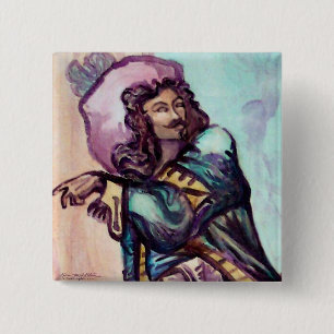 Badge Carré 5 Cm Bouton Mousquetaire