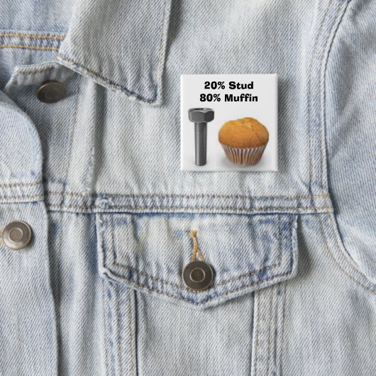 Badge Carré 5 Cm Bouton Muffin Stud (En situation)