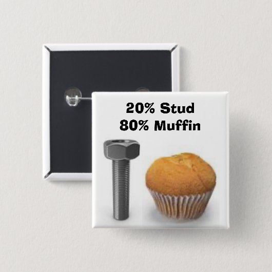 Badge Carré 5 Cm Bouton Muffin Stud (Devant & derrière)