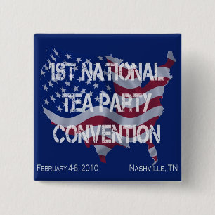 Badge Carré 5 Cm Bouton national de convention de thé