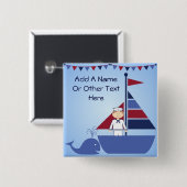 Badge Carré 5 Cm Bouton nautique customisé (Devant & derrière)