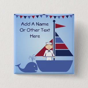 Badge Carré 5 Cm Bouton nautique customisé