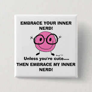 Badge Carré 5 Cm Bouton NERD INTÉRIEUR