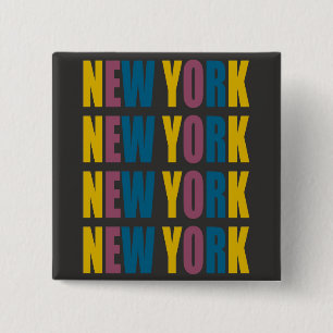 Badge Carré 5 Cm Bouton New York