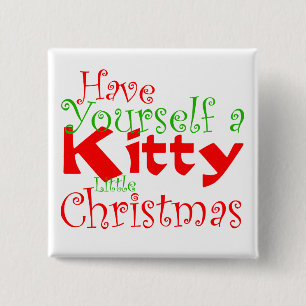 Badge Carré 5 Cm Bouton Noël Kitty