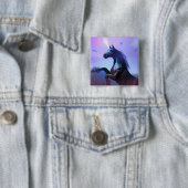 Badge Carré 5 Cm Bouton noir et majestueux (En situation)