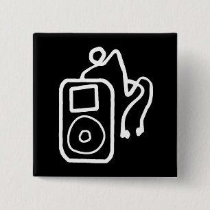 Badge Carré 5 Cm Bouton noir tiré d'iPod