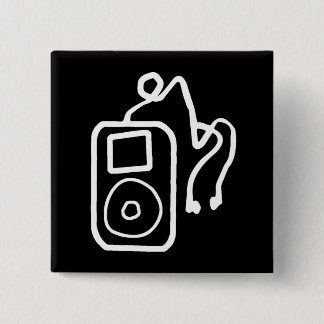 Badge Carré 5 Cm Bouton noir tiré d'iPod
