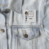 Badge Carré 5 Cm Bouton Nom de l'optométriste féminin (En situation)