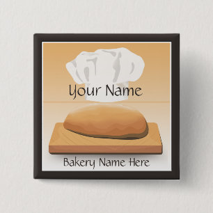 Badge Carré 5 Cm Bouton Nom du pain cuit à la boulangerie