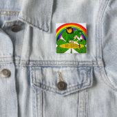 Badge Carré 5 Cm Bouton Nom du Shamrock Leprechaun (En situation)