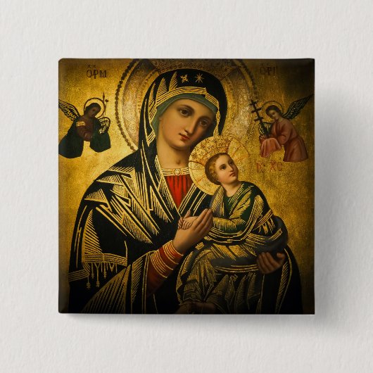 Badge Carré 5 Cm Bouton Notre Dame de l'aide perpétuelle (Devant)