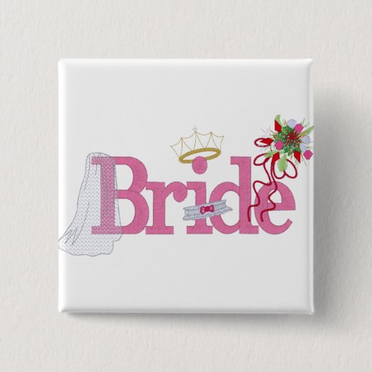 Badge Carré 5 Cm Bouton nuptiale (Devant)