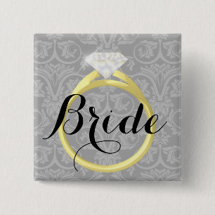 Badge Carré 5 Cm Bouton nuptiale de noce d'anneau de solitaire de