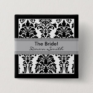 Badge Carré 5 Cm Bouton nuptiale de partie de damassé élégante