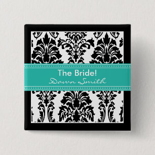 Badge Carré 5 Cm Bouton nuptiale de partie de damassé élégante
