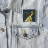 Badge Carré 5 Cm Bouton nymphe (En situation)