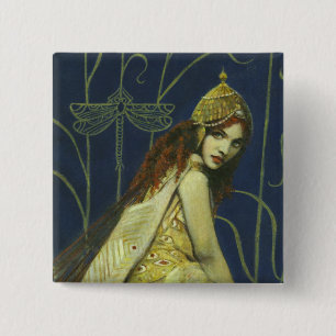 Badge Carré 5 Cm Bouton nymphe