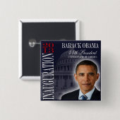 Badge Carré 5 Cm Bouton Obama Inauguration 2013 (Devant & derrière)