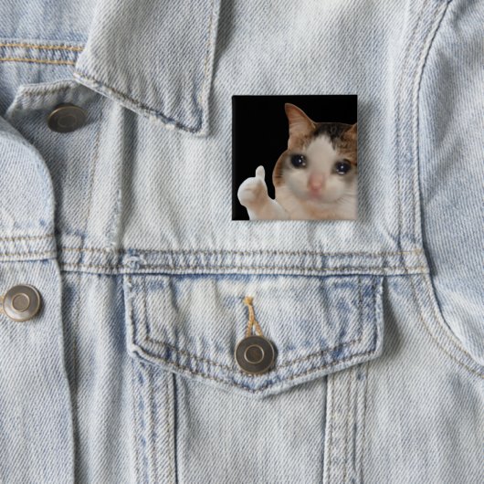 Badge Carré 5 Cm Bouton OK Cat Meme Pin (En situation)