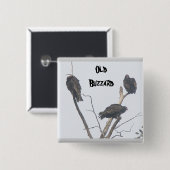 Badge Carré 5 Cm Bouton Old Buzzard (Devant & derrière)