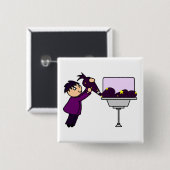 Badge Carré 5 Cm Bouton ON de logo (Devant & derrière)