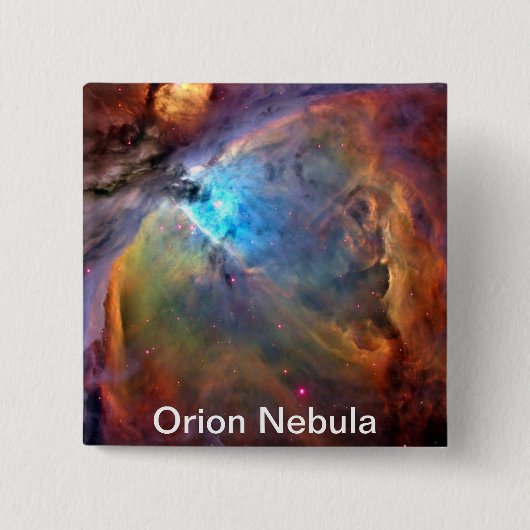 Badge Carré 5 Cm Bouton Orion Nebula Space Galaxy (Devant)