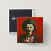 Badge Carré 5 Cm Bouton Outlaw occidental (Devant & derrière)