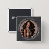 Badge Carré 5 Cm Bouton Pageant Dust Diamant (Devant & derrière)