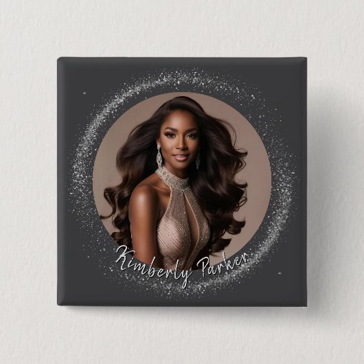 Badge Carré 5 Cm Bouton Pageant Dust Diamant (Devant)