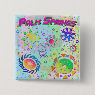 Badge Carré 5 Cm Bouton Palm Springs Sept soleils et énergie