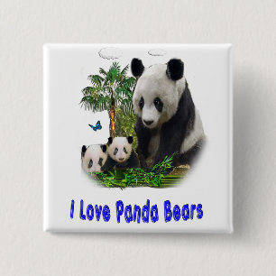 Badge Carré 5 Cm Bouton Panda bear