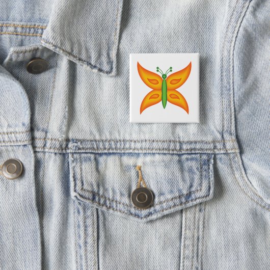 Badge Carré 5 Cm Bouton Papillon Alien (En situation)