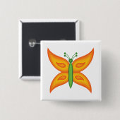 Badge Carré 5 Cm Bouton Papillon Alien (Devant & derrière)