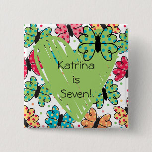 Badge Carré 5 Cm Bouton Papillons customisés